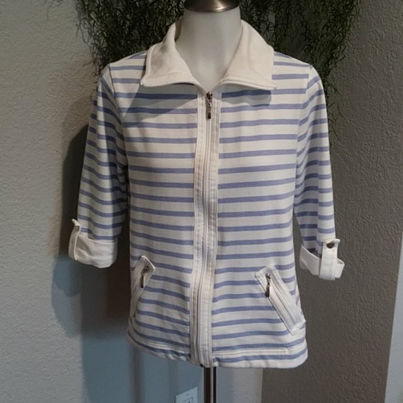 KAREN SCOTT Zip-Up in Stripes - Picture 2 of 10